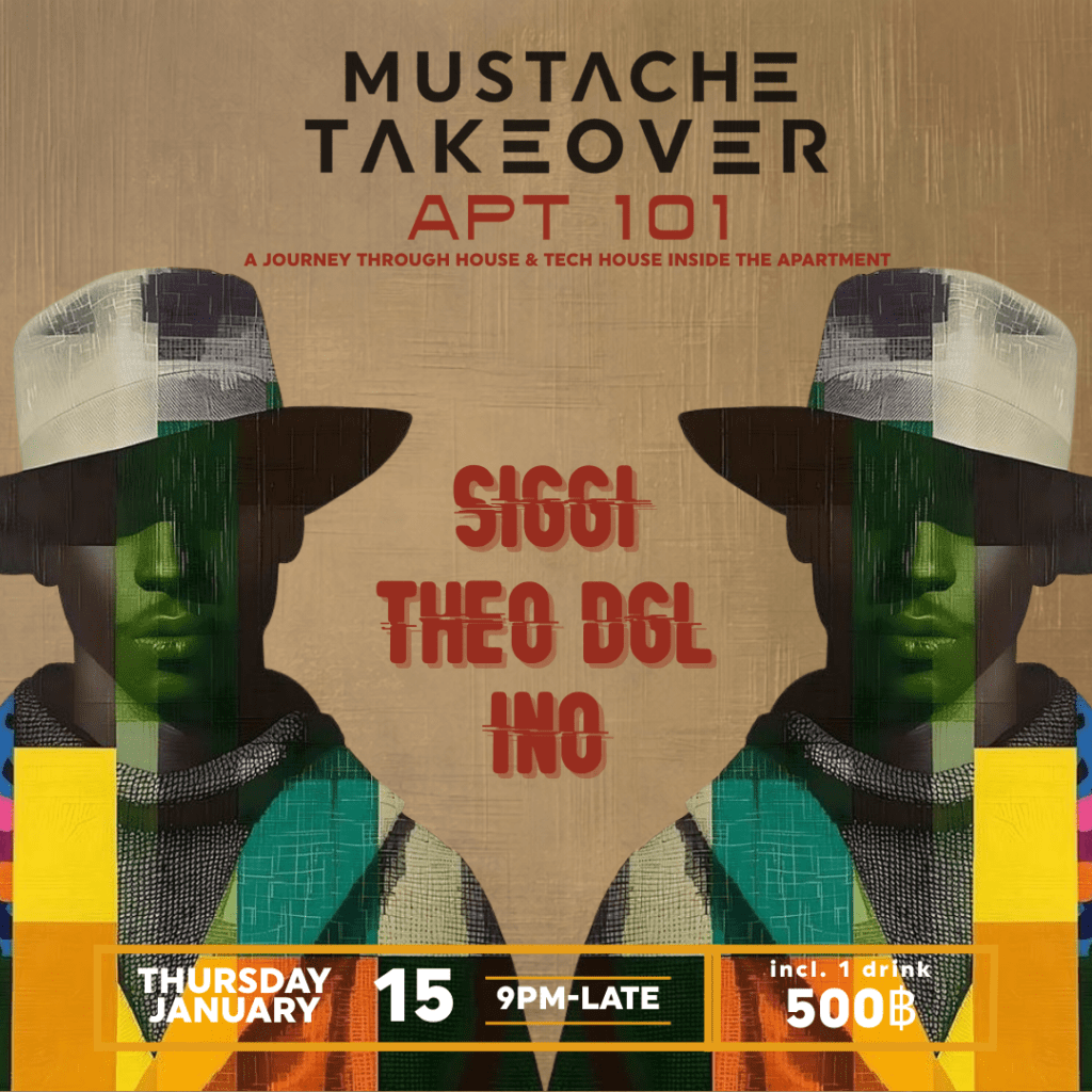 Event poster for Mustache Takeover
