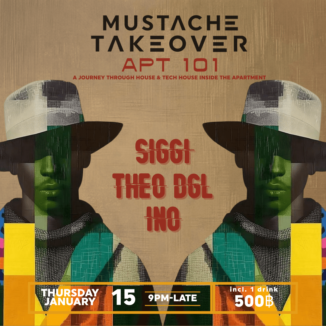 Event poster for Mustache Takeover
