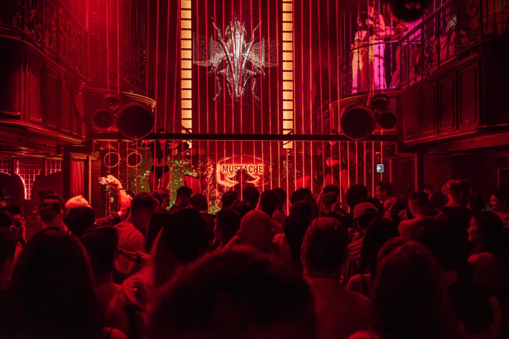 Crowd on the dancefloor at Mustache Bangkok, house and techno club in Silom
