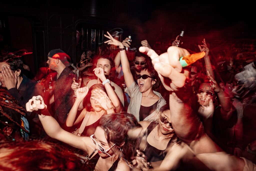 Crowd on the dancefloor at Mustache Bangkok, house and techno club in Silom