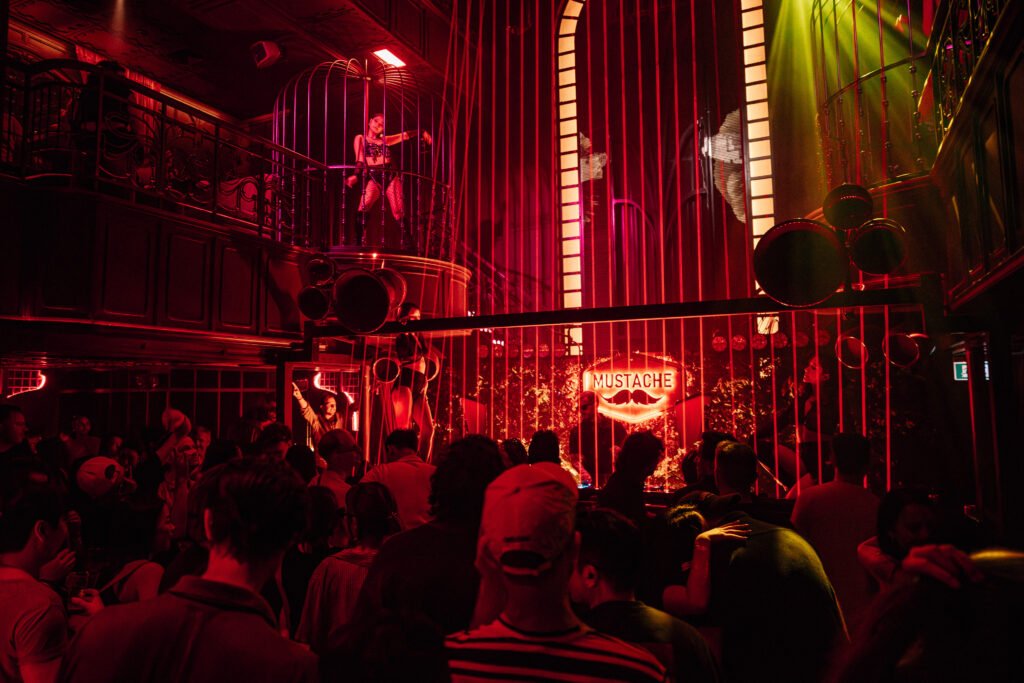 Crowd on the dancefloor at Mustache Bangkok, house and techno club in Silom