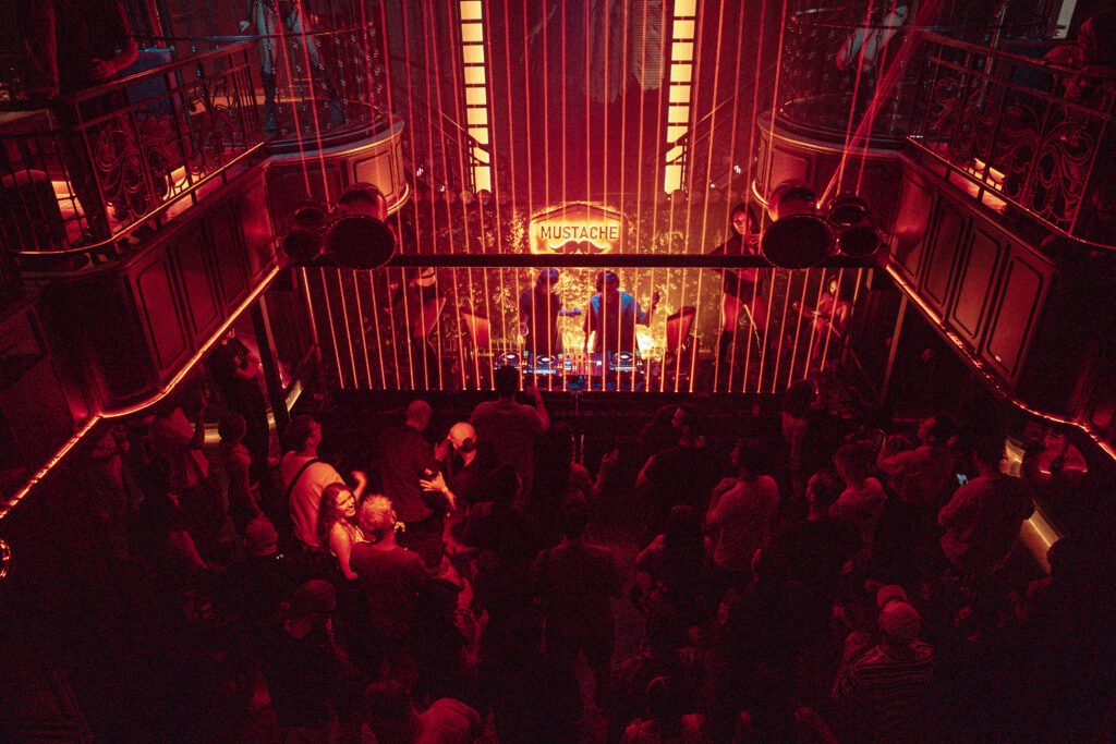 Crowd on the dancefloor at Mustache Bangkok, house and techno club in Silom