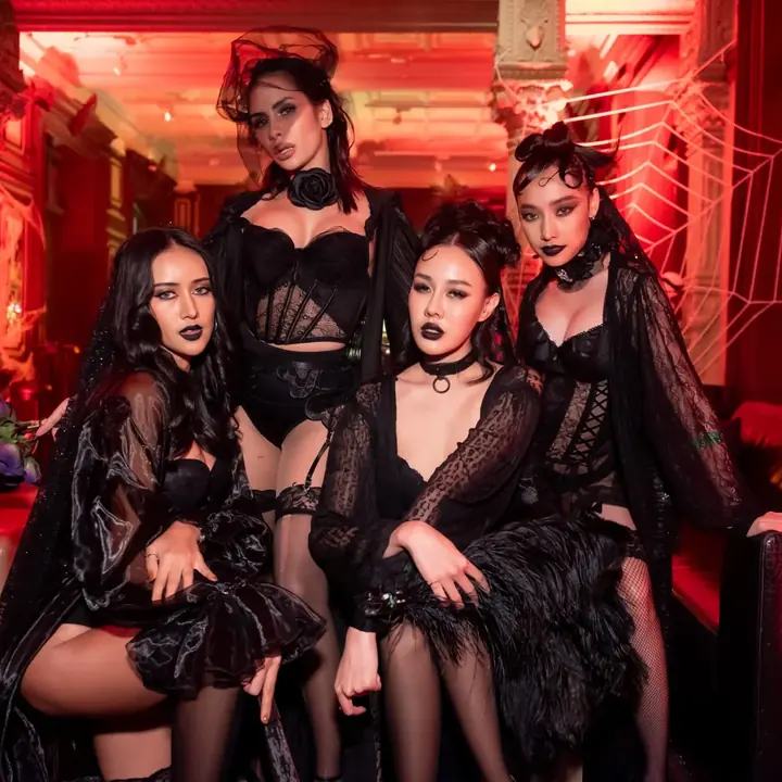 Gothic costumes at Mustache Takeover Halloween party Bangkok