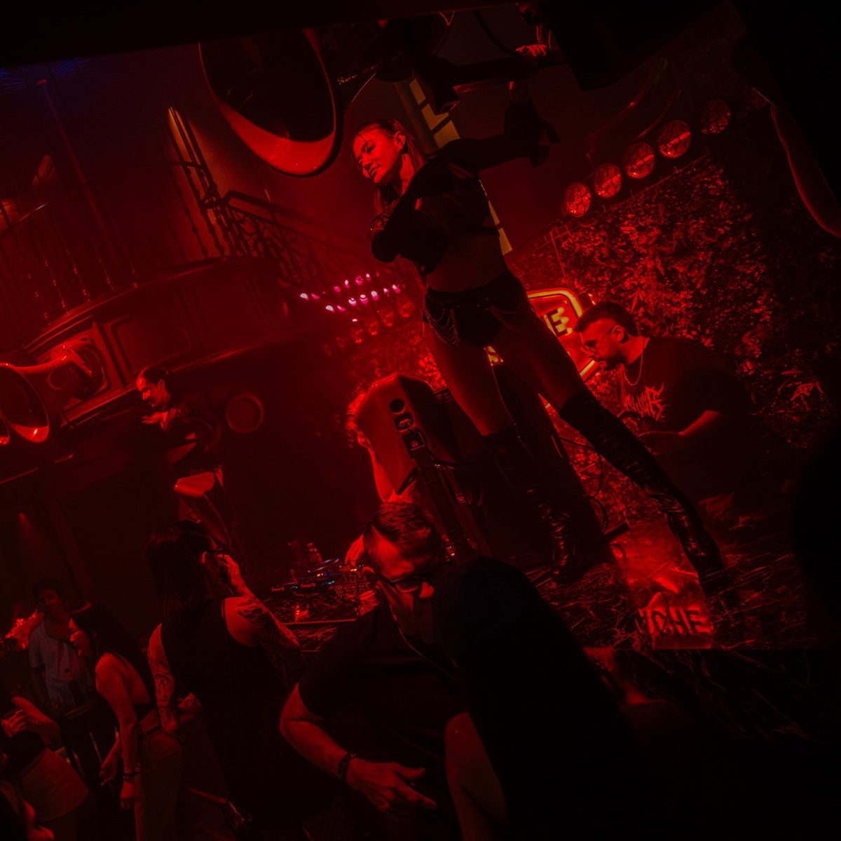 Dancer and DJ booth at Mustache Bangkok