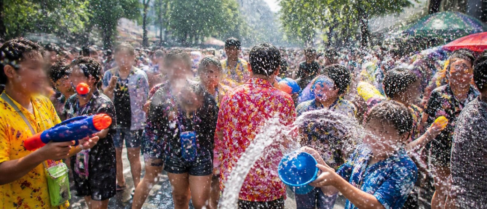 Songkran water fight on a Bangkok street
